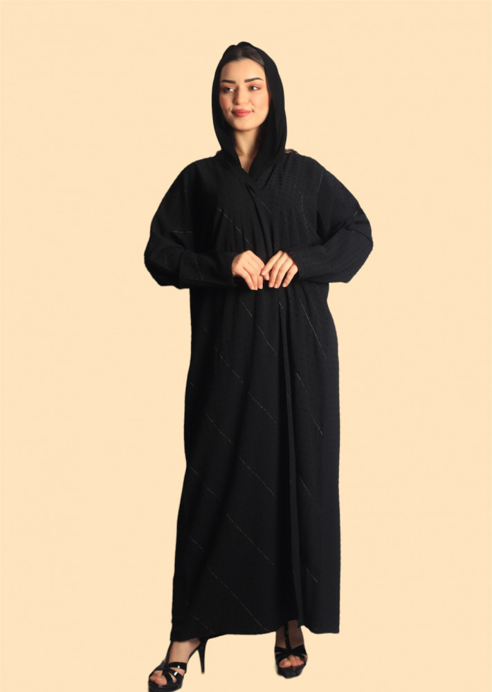عباية سوداء كريب بتصميم مميز