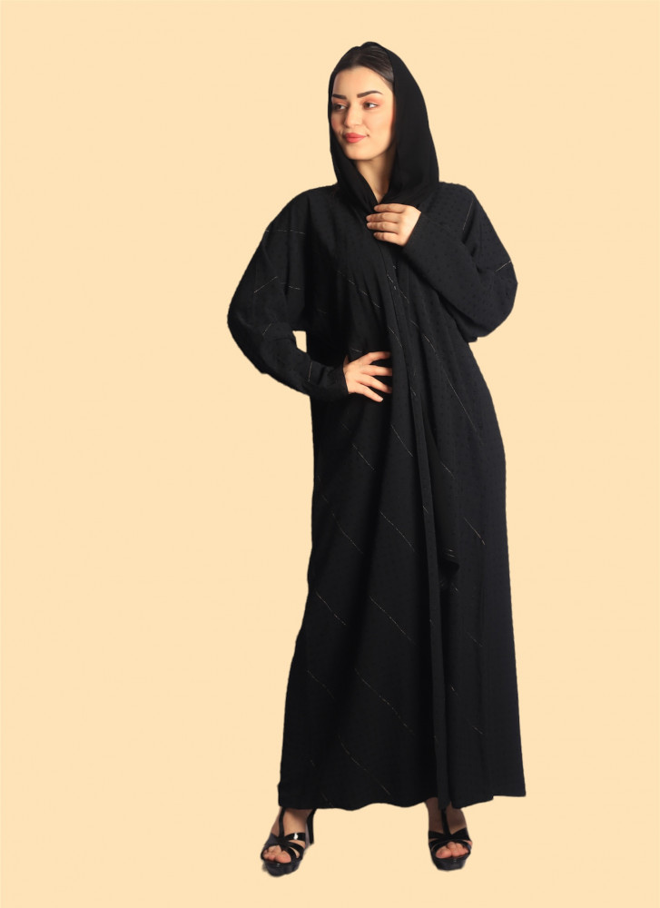 عباية سوداء كريب بتصميم مميز