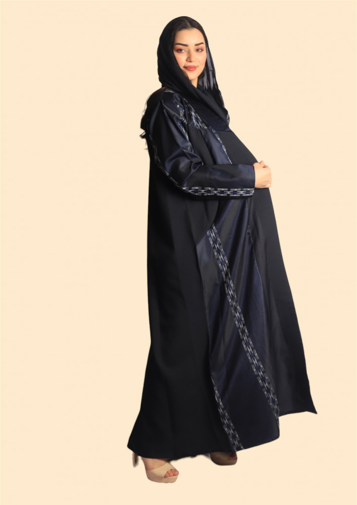 عباية ملونة كتَّان وجاكار بتصميم مميز